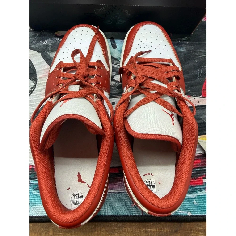 Nike Air Jordan 1 Low  White Dune Red  FJ3459-160 Mens Size 12.5